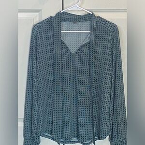 Adrianna Papell Womens Long Sleeve Tie Neck Top